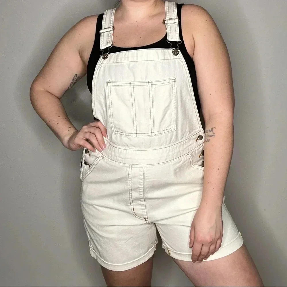 Universal Thread Cream‎ Overalls with Brown Stitching